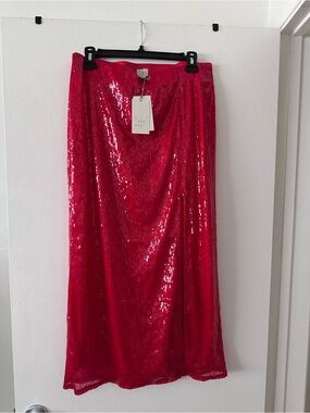 NWT Target A New Day - Red Sequin Maxi Skirt with slit